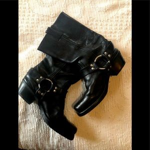 Leather Frye Moto Boots, Black Size 7